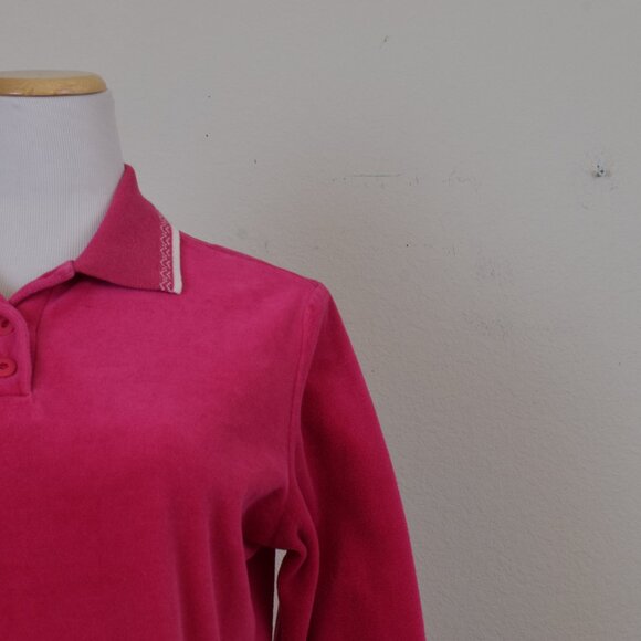 Vintage 80s Hot pink Velour Sweatshirt size M - Picture 6 of 12